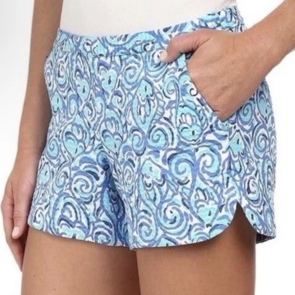 Lilly Pulitzer Printed Lounge ShortsBlue White Paisley fish Pattern Casual Comfy